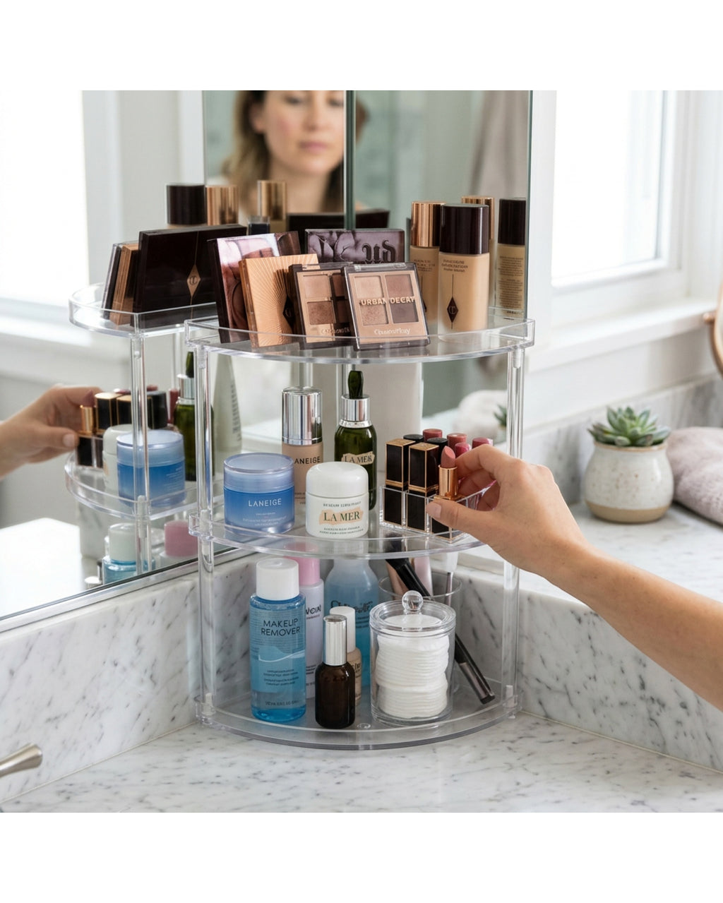 Sofd Clear Acrylic Three-Tier Corner Cosmetic Organizer - Lifestyle view