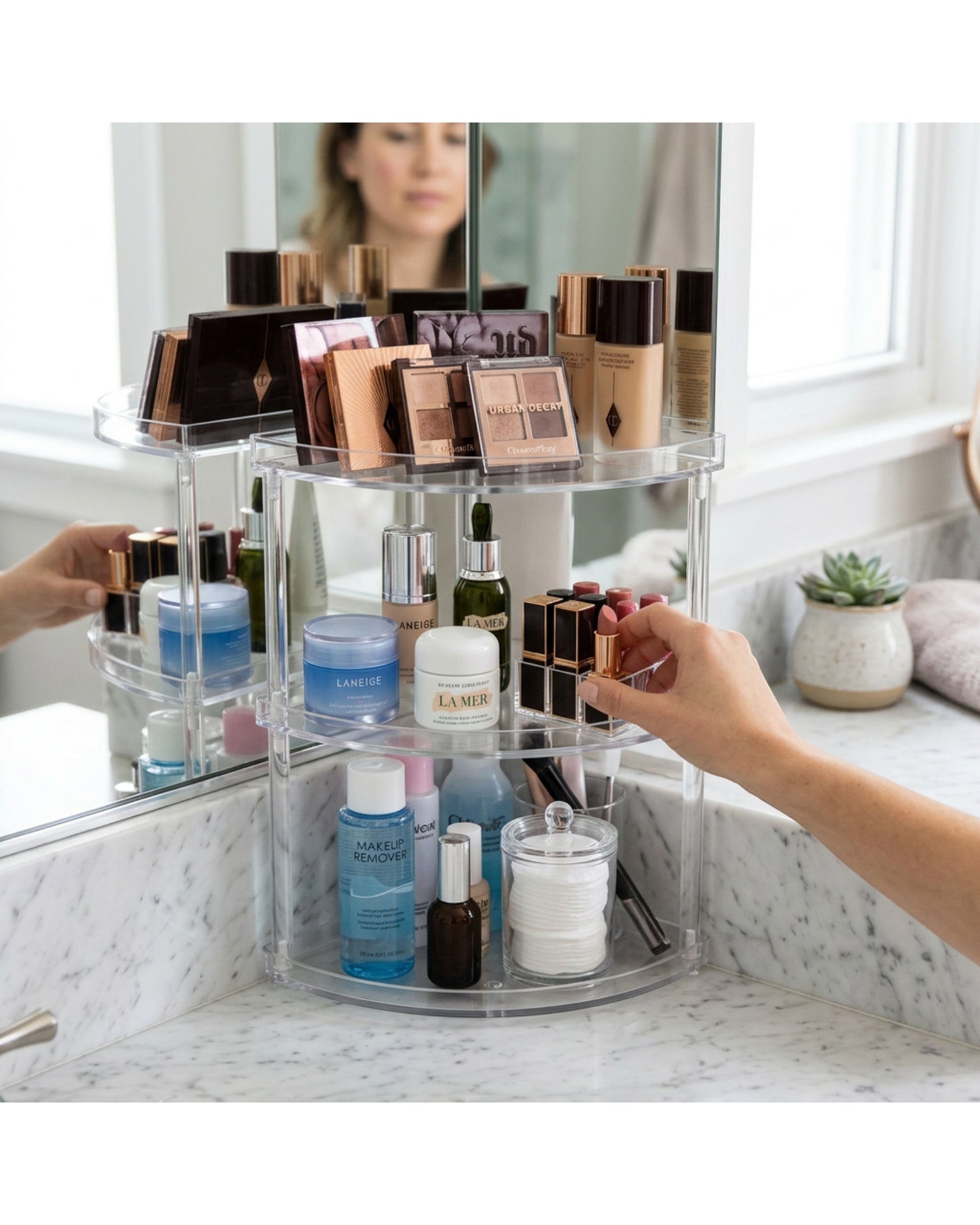 Sofd Clear Acrylic Three-Tier Corner Cosmetic Organizer - Lifestyle view